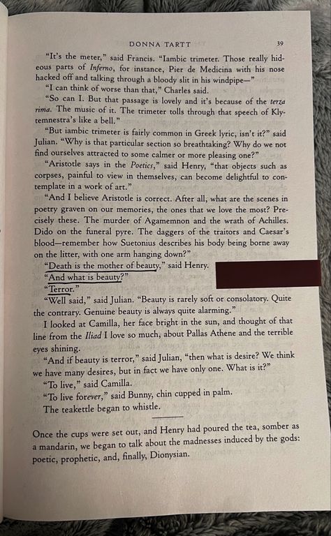 #thesecrethistory #darkacademia the secret history donna tartt dark academia Beauty Is Terror The Secret History, Beauty Is Terror Tattoo, The Secret History Bookmark, The Secret History Beauty Is Terror, The Secret History Book Quotes, Beauty Is Terror, The Secret History Quotes With Page Numbers, The Secret History Aesthetic Wallpaper, Dark Rise