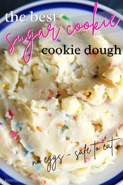 Cookie Dough No Eggs, Edible Sugar Cookie Dough, Sugar Cookie Dough Recipe, Edible Chocolate Chip Cookie Dough, No Bake Sugar Cookies, Edible Cookie Dough Recipe, No Bake Cookie Dough, Cookie Dough Recipe, Cookie Dough Recipes