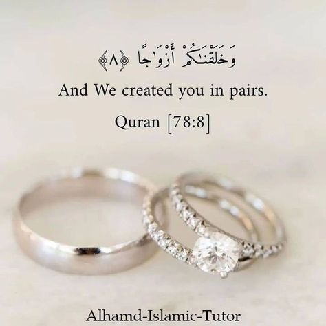 And We created you in pairs. Quran[78:8] #alhamdislamictutor #alhamdpakistan #alhamdtrust Engagement Photos Islamic, Alhamdulillah Engaged, Muslim Engagement Photos, Nikah Quotes, Islamic Engagement, Islamic Wedding Quotes, Engagement Party Photo Ideas, Wedding Couple Cartoon, خواتم خطوبة