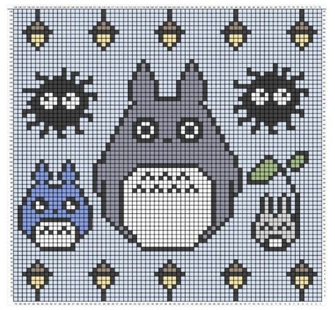 Totoro Graph, Studio Ghibli Cross Stitch, Blanket Corner, Totoro Pattern, Crochet Totoro, The Olive Branch, Movie Crafts, Soot Sprite, Graph Paper Designs