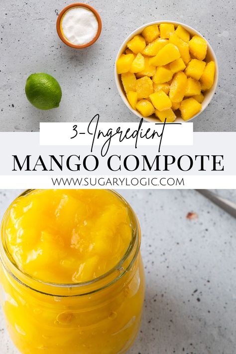 Lemon Compote Recipe, Mango Compote Recipes, Mango Sauce Dessert, Banana Compote, Fruit Compote Recipe, Apple Compote Recipe, Movie Drive In, Mango Compote, Yoghurt Breakfast