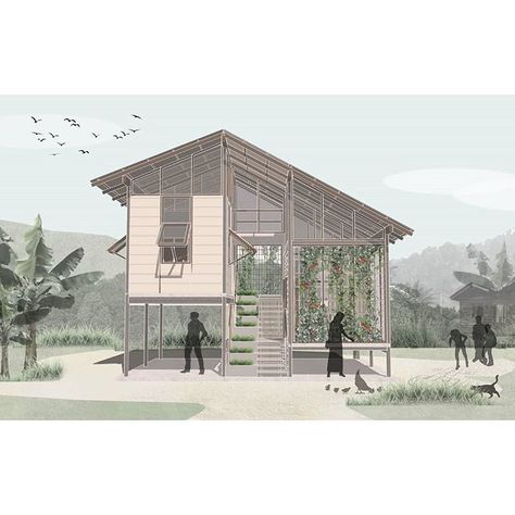 "The Original's Micro Farming House" is a shortlisted design proposal for an indigenous people (Orang Asli) family in Kampung Orang Asli… Farming House, Kampung House, Indigenous Architecture, Orang Asli, Micro Farming, Design Proposal, Architecture Board, Indigenous People, House Architecture