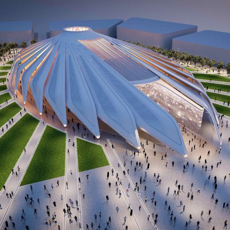 World Expo 2020, متحف فني, Architecture Cool, Santiago Calatrava Architecture, Architecture Unique, Stadium Architecture, Futuristic Building, Pavilion Architecture, Pavilion Design