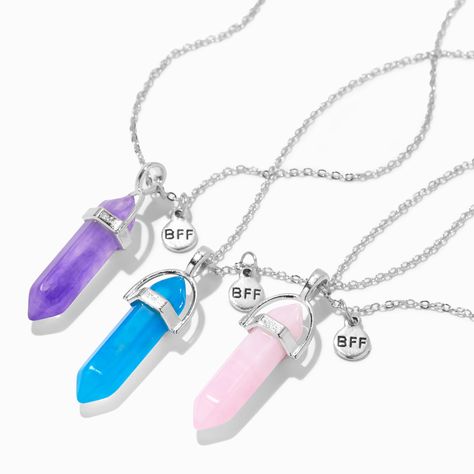 Claire's Best Friends Mystical Gem Pendant Necklaces - 3 Pack Cute Bestie Necklaces, Bff Necklaces For Three, Friendship Necklaces For 3 Friends, Bestie Necklaces, Bestie Necklace, Two Besties, Bestie Board, Routine School, 5 Best Friends