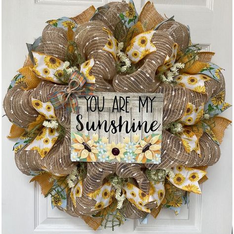 Couronne Diy, Summer Deco Mesh Wreaths, Fall Mesh Wreaths, Deco Mesh Wreaths Diy, Summer Deco, Deco Wreaths, Mesh Wreath Diy, Outdoor Wreaths, Sunflower Wreath