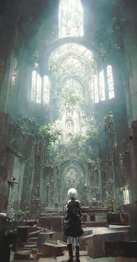 Nier Automata Scenery, Nier Replicant Wallpaper, Nier Automata Aesthetic, Nier Aesthetic, Nier Automata Concept Art, Nier Replicant, Nier Automata, Fantasy Places, Fantasy Art Landscapes