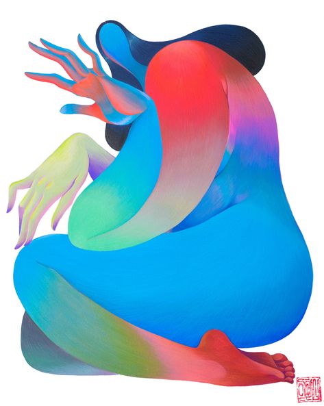 Posed Women Rendered in Vibrant Gradients by Hanna Lee Joshi Embody Loss and Acceptance | Colossal Spoke Art, Colossal Art, Arte Inspo, Canadian Artists, Woman Painting, Art Digital, Art Inspo, Art Reference, Visual Art