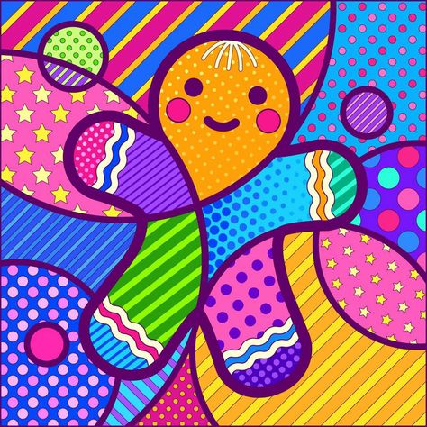 Romero Britto Art, Pop Art Food, Britto Art, Pop Art Images, Christmas Cards Kids, Geometric Design Art, Art N Craft, Christmas Drawing, Illustrations And Posters