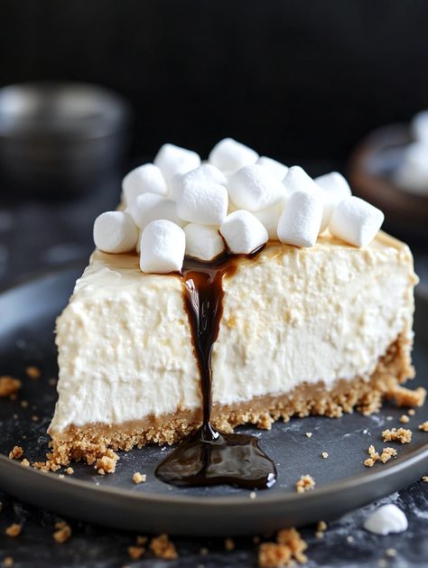 Marshmallow Whip Cheesecake   𝗜𝗻𝗴𝗿𝗲𝗱𝗶𝗲𝗻𝘁𝘀 ��😋  For the Crust: 1 1/2 cups graham cracker crumbs 1/4 cup sugar 1/2 cup melted butter For the Cheesecake Filling: 16 oz cream cheese, softened 1/2 cup sugar 1 tsp vanilla extract 1 cup marshmallow fluff 1 cup heavy whipping cream For the Topping: 1 cup mini marshmallows 1/2 cup melted chocolate chips (optional) Marshmallow Fluff Cheesecake, Cheesecake With Marshmallow Fluff, Marshmallow Whip Cheesecake, Toasted Marshmallow No Bake Cheesecake, Marshmallow Whip Cheesecake Heaven, Marshmallow Cheesecake, Smores Cheesecake Cheesecake Factory, Strawberry Swirl Cheesecake, Chocolate Strawberry Cheesecake