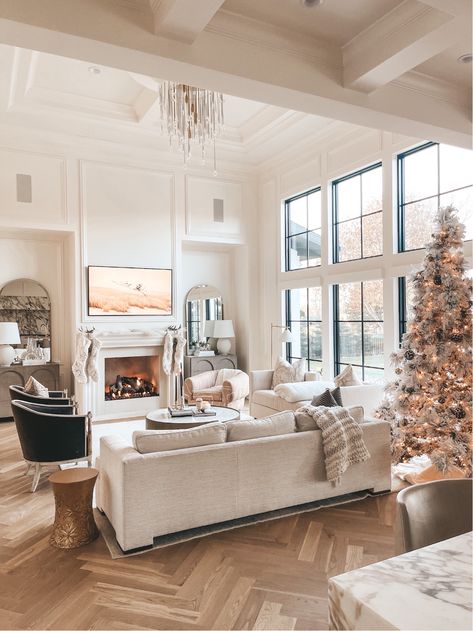 December Instagram Round Up - Cella Jane High Ceiling Living Room, French Modern, Cella Jane, Aesthetic Living Room, Glass Tree, Luxury Homes Dream Houses, Wallpaper Living Room, Living Room With Fireplace, Vacation Homes