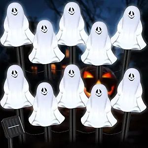 Baquler 20 Pcs Halloween Ghosts Pathway Marker Lights White Ghosts Pathway Stake String Lights Halloween Solar Stake Lights Halloween Lawn Lights for Outdoor Walkway Driveway Garden Yard Party Decor Driveway Garden, Halloween Lawn, Halloween Ghost Decorations, Outdoor Walkway, Yard Party, Ghost Lights, Pathway Lights, Decoration Lights, Ghost Light