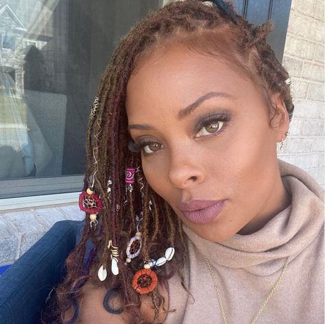 Eva Marcille's Loc Journey Black Hair Locks, Blonde Faux Locs, Rasta Braids, Boho Faux Locs, New Locs, Locs Jewelry, Ideas For Braids, Colored Locs, Curly Locs