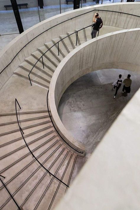 Inspiration - Staircase at the Tate by Photographer Rikard Osterlund. #ModernArchitecture #Architecture #ModernDesign #Modernist #ModernInteriors #InteriorDesign #DesignInspiration #architect #architecturephotography #design #interiordesign #interior #home #interiors #architectural #architecturedesign #stair #stairway #staircases #stairsdesign #stairdesign #staircasedesign #homedesign #minimalism #minimaldesign #modernstaircase #minimalist #brutalist Home Interior Design Office, Room Kitchen Ideas, Design Office Interior, Swiss Architecture, The Tate Modern, Concrete Staircase, Interior Design Office, Lights Chandelier, Modern Lighting Design