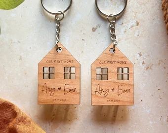 Keyring | Etsy UK House Anniversary, House Keyring, Home Keychain, Matching Keychain, New House Gift, Welsh Gifts, Gold Tissue Paper, Laser Cut Wood Crafts, Best Housewarming Gifts