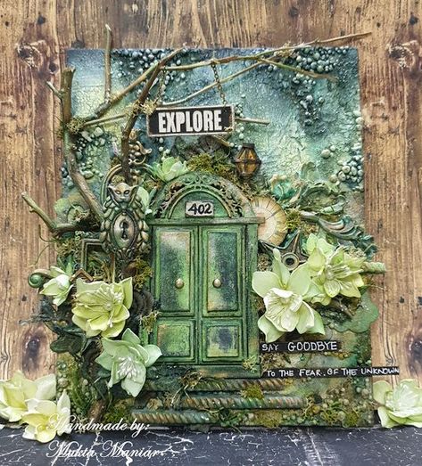 3d Canvas Art Mixed Media, Steampunk Mixed Media Art, Mixed Media Boxes, Garden Paintings, Foamiran Flowers, Collage Landscape, 3d Canvas, Steampunk Mixed Media, Fox Artwork