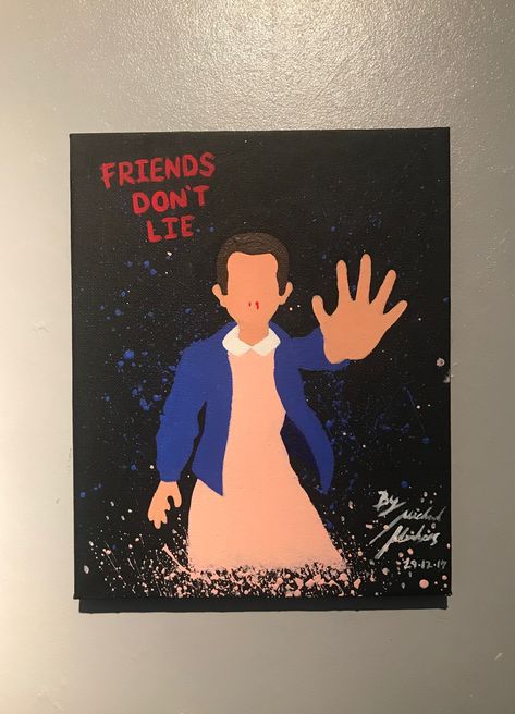 Stranger things canvas Stranger Things Painting Ideas, Decoration Small Room, Stranger Things Painting, Stranger Things Canvas, Things Painting, Stranger Things Costume, Ceiling Trim, Christmas Paintings On Canvas, Room Wall Painting