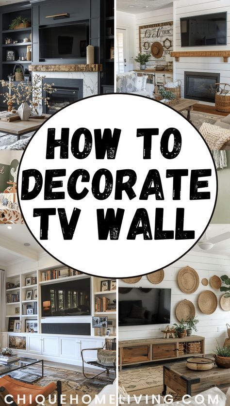 Wondering how to make your TV wall stand out? 🎨 Check out these 32 brilliant ideas for decorating a TV wall that will transform your living space. From stylish shelves to creative gallery walls, find the perfect inspiration to elevate your entertainment area. Explore now and turn your TV wall into a stunning focal point! Each Side Of Tv Decor, Flat Screen Tv Wall Decor, Wall Art Near Tv, Behind Tv Stand Wall Decor, Blank Wall Next To Tv, Wide Living Room Wall Decor, What To Put Over Tv In Living Room, Tv Center Ideas, Large Television Wall Ideas