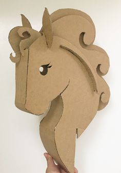 Paper Mache Unicorn Head, Unicorn Head Template, Cardboard Unicorn, Cardboard Template, Head Template, Cardboard Costume, Unicorn Pinata, Piñata Ideas, Cardboard Toys