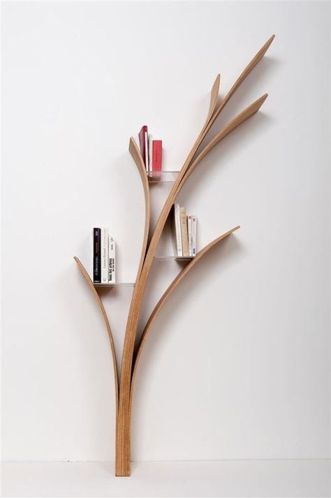 ORA collection of elegant wooden bookshelves that resemble tree branches - HomeCrux Contemporary Bookshelf, Tree Bookshelf, Bookshelf Design, Wooden Projects, Decoration Piece, Amazon Products, Large Living Room, Book Shelf, Woodworking Projects Diy