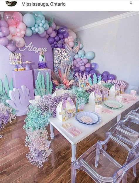 Mermaid Themed Birthday Party, Mermaid Decorations, Ariel Birthday Party, Ariel Party, Deco Ballon, Mermaid Birthday Party Decorations, Mermaid Theme Birthday Party, Ariel Birthday, Mermaid Party Decorations