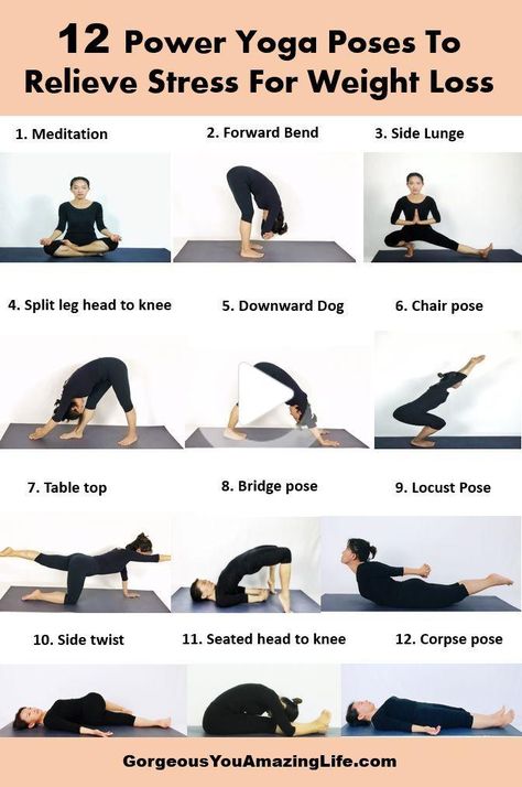 Use these 12 powerful yoga poses to relieve stress, let go self-doubt, get back on track for successful weight loss. # Yoga pose for stress # Yoga pose for weight loss # Yoga fitness # Yoga life # Yoga for stress relief Power Yoga Poses, Yoga Posen, Outfit Yoga, Pose Yoga, Power Yoga, Yoga Pose, Fitness Yoga, Yoga Flow, Yoga Life