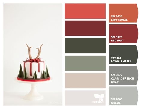 Paint colors from ColorSnap by Sherwin-Williams Green And Cranberry Color Scheme, Red Grey Color Palette, Grey Green Red Color Palette, Sage Green And Cranberry Color Palettes, Grey Red Palette, Red Bay, Racing Green, French Grey, Matching Paint Colors