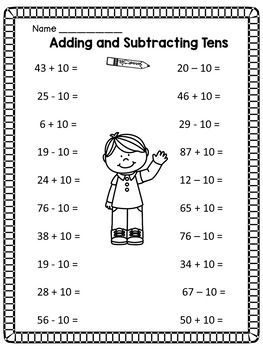 Help your child practice their 2-digit addition and subtraction skills with these printable worksheets. Each worksheet includes a variety of problems, with increasing difficulty. Perfect for homeschoolers and teachers alike!  Click here to download the worksheets: Math Subtraction Worksheets, Maths Learning, Kindergarten Math Worksheets Addition, Free Math Printables, Math Fact Worksheets, Educational Tips, Classroom Goals, Math Subtraction, Base Ten Blocks