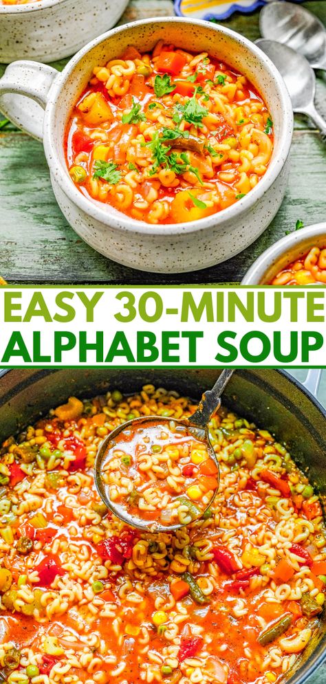 Alphabet Pasta, Japanese Alphabet, Averie Cooks, Mediterranean Chicken, Alphabet Soup, Drying Pasta, Easy Soups, Savory Recipes, 30 Minute Meals