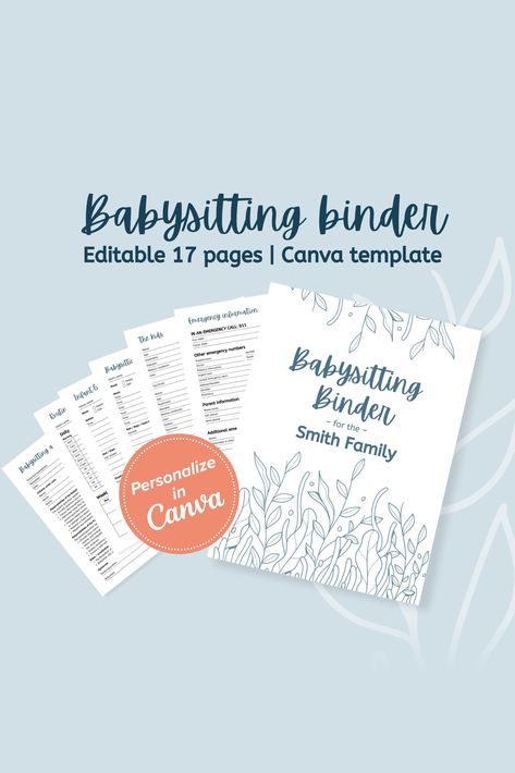 🎉 Attention parents! Simplify your babysitting experience with our customizable Babysitting Binder digital template! 🎉   Perfect for ensuring your babysitter has everything they need, this Canva-ready babysitter template includes 17 thoughtfully designed pages to keep your household running smoothly. From emergency procedures and schedules to daily babysitting notes, this babysitter kit helps you provide all the essential info in one place. Babysitter Information Sheet Free, Babysitting Notes, Babysitting Binder, Babysitter Binder, Infant Daily Report, Emergency Procedures, Daily Report, Medical Kit, Emergency Call