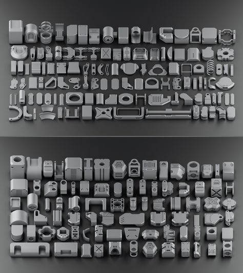 Download 300 free kitbash 3D Model part Vol 2 - 3 | 3DArt Free Kitbash, Kitbash 3d, Drukarka 3d, Hard Surface Modeling, Spaceship Interior, Surface Modeling, 3d Printing Diy, 3d Cnc, 3d Concept