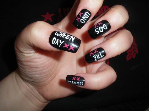 Green Day Nails Band, Green Day Nails, Punk Nails, Nails Green, Joe Armstrong, Billie Joe Armstrong, Makeup Clothes, Nail Tattoo, Nails Inspo