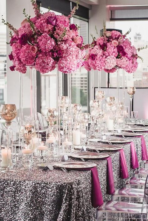 30 Silver Wedding Decor Ideas ❤ silver wedding decor ideas tall pink flowers in centerpiece on silver table edgedesigngroup #weddingforward #wedding #bride #weddingdecor #silverweddingdecorideas Silver Wedding Decor, Amazing Wedding Centerpieces, Cheap Wedding Table Centerpieces, Silver Wedding Decorations, Wedding Decor Ideas, Unique Wedding Flowers, Wedding Floral Centerpieces, Table Set Up, Flower Centerpieces Wedding