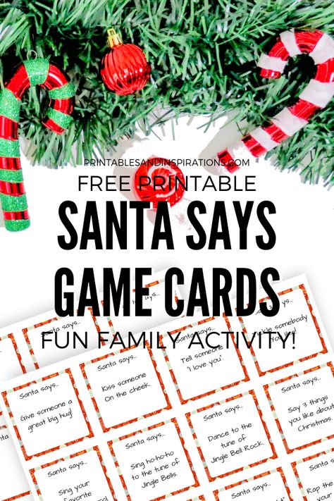 Free Printable Christmas Activity Cards! It's our Santa Says game cards for your Christmas family bonding. Free download now! #freeprintable #Christmas #printablesandinspirations Santa Says Game, Santa Says, Free Printable Monthly Planner, Vacation Board, Free Printable Christmas Cards, Planner Calendar Printables, Valentines Gift Card, Happy New Year Banner, Free Printable Cards