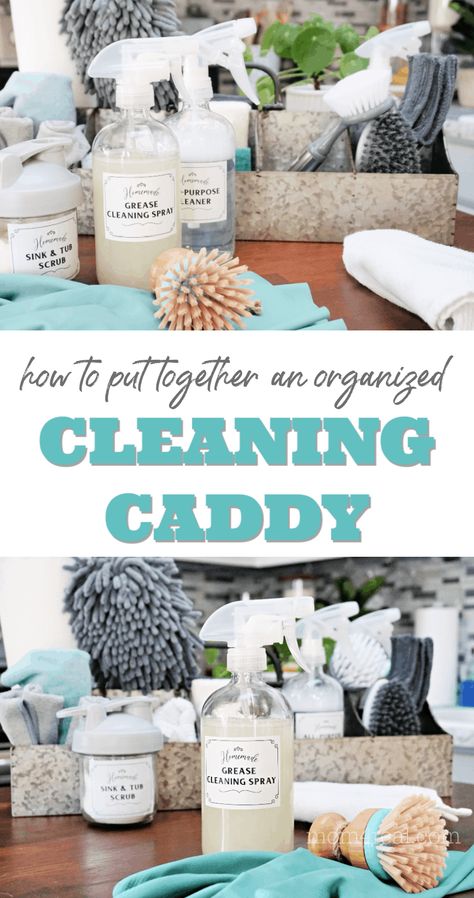 Cleaning Caddy Ideas, Housekeeping Business, Cleaning Tote, Cleaning Supplies Caddy, Cleaning Grease, Cleaning Cart, Free Printable Cleaning, Homemade Cleaning Recipes, Cleaning Caddy