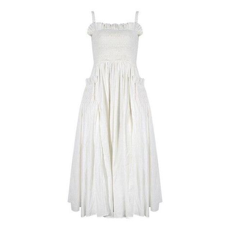 White Flare Dress, White Suspenders, Puff Dress, Summer Sundress, Fantasy Dresses, Cotton Sundress, Elegante Casual, Flowy Maxi Dress, Vestidos Vintage