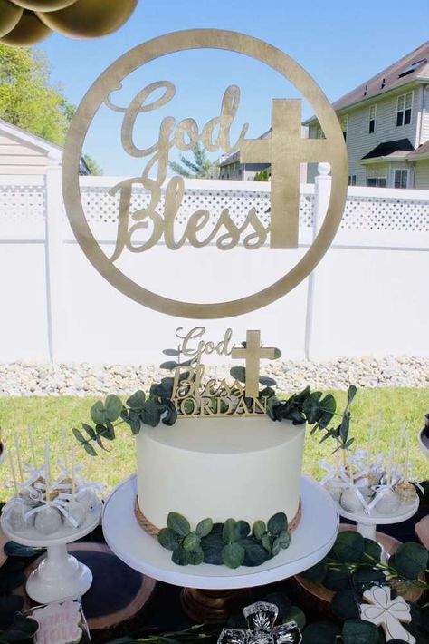 Jordan’s first holy communion Baptism Party Ideas | Photo 4 of 18 | Catch My Party First Holy Communion Decoration Ideas, First Holy Communion Party Ideas, Baptism Party Ideas, Holy Communion Party, Communion Ideas, Communion Decorations, Sage Plant, Communion Party, Golden Birthday