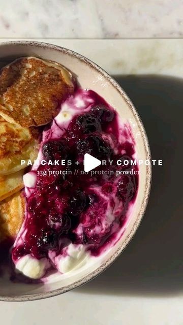 Alta Performance Fitness Accessories | PANCAKES & BERRY COMPOTE YOGHURT 🥞🫐 my favourite quick & easy pancake recipe, 33g of protein in this breakfast with 0 protein powde... | Instagram Parfait Toppings, Soft Pancakes, Breakfast Casserole Dishes, Yoghurt Pancakes, Easy Pancake Recipe, Easy Pancake, Blueberry Compote, Berry Compote, Pancake Recipe Easy