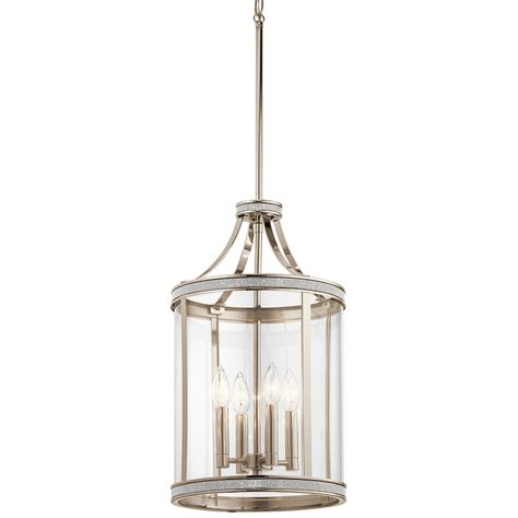 Angelica Polished Nickel Industrial Clear Glass Cylinder Pendant Large Foyer Chandeliers, Foyer Chandeliers, Lake Condo, Beach House Lighting, Cylinder Pendant Light, Large Foyer, Diy Light Fixtures, Diy Ceiling, Hanging Pendant Light