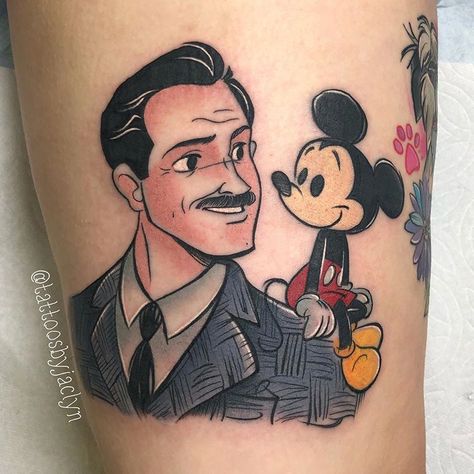 Walt Disney Tattoo, Babe Tattoo, Walt And Mickey, Tattoos Disney, Mickey Tattoo, Mickey Mouse Tattoo, Disney Sleeve Tattoos, Disney Sleeve, Walt Disney Quotes