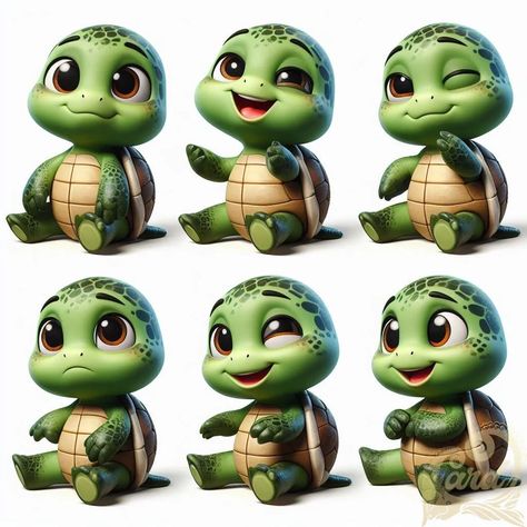 https://card9.com/ai/6-different-emotions-3d-turtle 3d Turtle, Cartoon Pic, Cute Sketches, Snap Chat, Different Emotions, Kids Corner, Turtles, Cute Cartoon, Tattoo Ideas