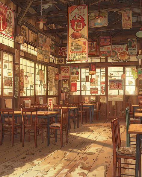 Anime Cafe Aesthetic Wallpaper, Anime Cafe, Anime Coffee Shop Aesthetic, Anime Cafeteria Background, Anime Cafe Background Outside, Anime Cafe Japan, School Cafe, Pixel City, Dreamy Artwork