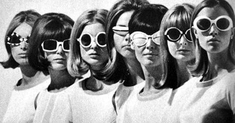 We all know the 1960s were a bit strange; they were experimental and a time when people were pushing the boundaries and looking towards the ... 1960s Sunglasses, 1960s Mod Fashion, Cage Dolls, Stephanie Lee, Beehive Art, Fashion 60s, Estilo Marilyn Monroe, Andre Courreges, Mary Quant