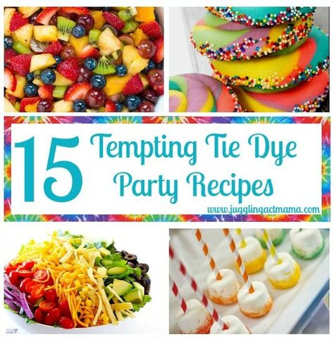 Tempting Tie Dye Recipes sq Tie Dye Food, Rainbow Themed Party, Tie Dye Birthday Party, Theme Snack, Tie Dye Birthday, Veggie Skewers, Birthday Party Snacks, Tie Dye Party, Tie Dye Crafts