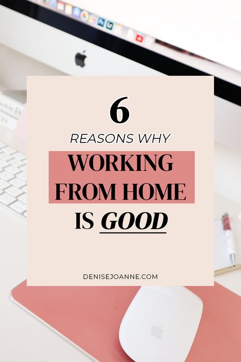 Here's 6 reasons why working from home is good. If you know how to shut out distractions and keep yourself busy and motivated, working from your home office comes with so many benefits! I have been doing it for a while now after having done many different jobs. And I wouldn't give it up anymore! I am more productive, less distracted and I save loads of time every day! #denisejoanne #workfromhome #homeoffice #workingfromhome Keep Yourself Busy, Girl Boss Office, Business 101, Boss Office, Desk Inspiration, Social Media Marketing Business, Cozy Aesthetic, Minimalism Interior, Home Good