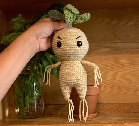 Mandrake Crochet Doll, Harry Potter Nursey - Etsy Mandrake Crochet Pattern, Crochet Mandrake, Harry Potter Nursery, Doll Crochet Pattern, Montclair Nj, Doll Crochet, Crochet Art, Rag Doll, Crochet Doll