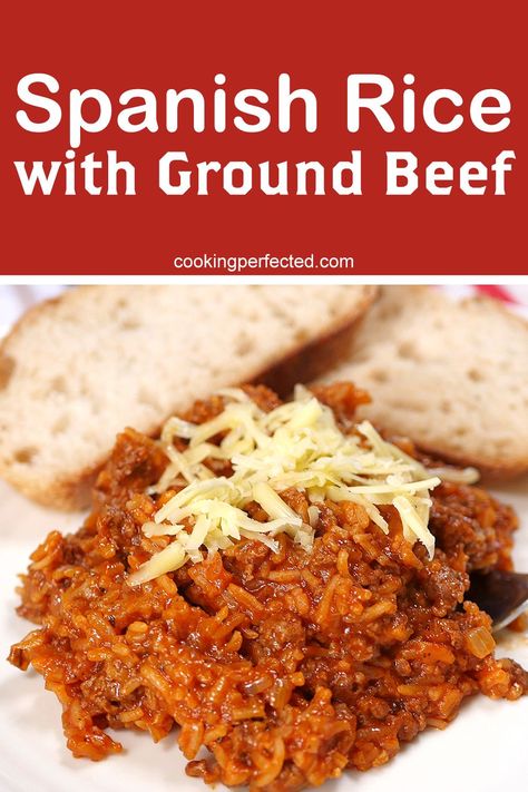 Whip up this delicious Spanish rice with ground beef in no time! Perfect for busy weeknights and leftovers. Beef Spanish Rice, Spanish Rice With Ground Beef, Cabbage Hamburger Soup, Rice With Ground Beef, Canned Tomato Soup, Joe Recipe, Hamburger Soup, Beef Gravy, Feed A Crowd