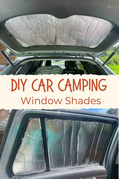 Window Coverings For Car Camping, Honda Civic Camping, Car Camping Ideas Diy, Car Sleeping Hacks, Camping In Car Hacks, Kia Sportage Camping, Camping Out Of Your Car, Van Curtains Ideas, Diy Car Window Cover