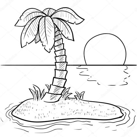 At The Beach Coloring Pages - Free Coloring Sheets Tree Drawing Simple, Palm Tree Drawing, Drawing Tree, Beach Coloring Pages, Beach Drawing, Tree Inspiration, Free Coloring Sheets, Drawing Simple, Outline Drawings