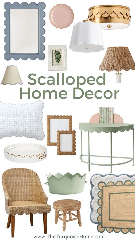 Scalloped Home Decor for Grandmillenial Style in your home Grandma Millennial Style, Farmhouse Open Shelving, Styling Bookshelves, Grandmillenial Style, Grand Millennial Style, Grandma Style, Home Decor Finds, Powder Room Decor, Bookshelf Decor