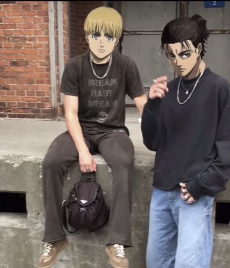 Aot Irl, Aot Real Life, Anime Heads, Armin Aot, Eren X Armin, Real Fake, Anime Gangster, Aot Memes, Real Anime